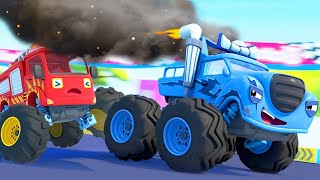 Monster Car Race | Fire Truck | Monster Truck | Cartoon for Kids | BabyBus - Cars World