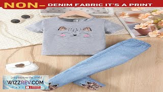 SHEIN Young Girl Cute Cat Smiling Face Print T Shirt And Jeans Review screenshot 1