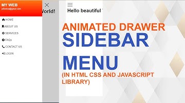 animated drawer sidebar menu using html css and javascript. #sidebar #html #css #drawer