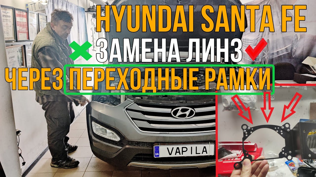 Плохой свет фар Hyundai Sante Fe! Замена линз на светодиодные би-лед ...