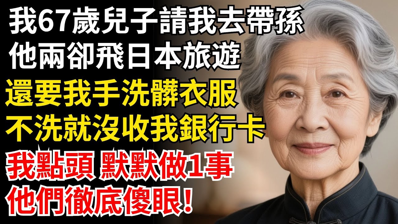 我67歲兒子請我去帶孫，他兩卻飛日本旅遊，還要我手洗髒衣服，不洗就沒收我銀行卡，我點頭 默默做1事，他們徹底傻眼！#晚年生活#中老年生活#為人處世#生活經驗#情感故事