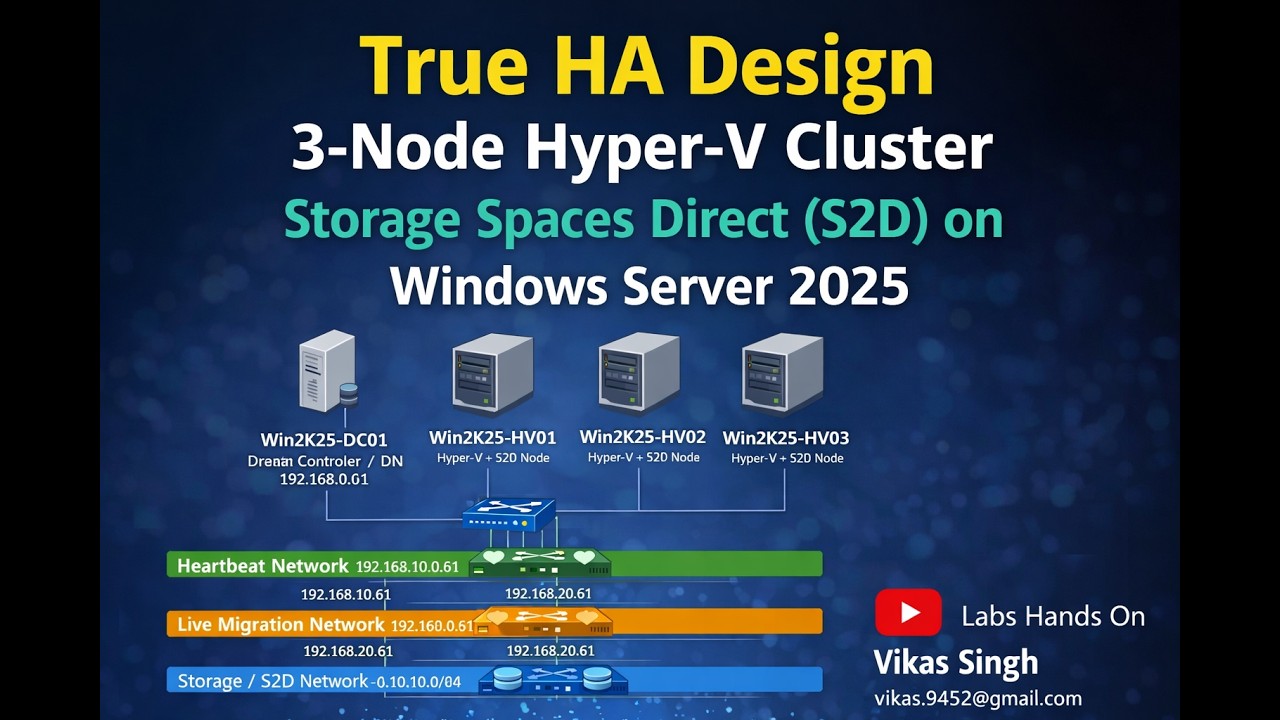 Высокодоступный 3-узловой кластер Hyper-V с использованием Storage Spaces Direct (S2D) | Windows ...