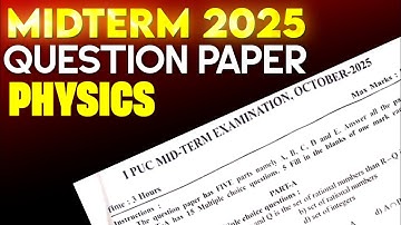 1st PUC Physics Midterm 2025 Question Paper