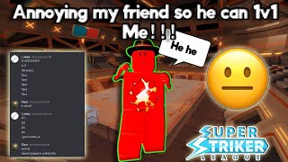 I begged my friend to 1v1 me in ssl! | SSL ROBLOX | Super striker league roblox | ROBLOX