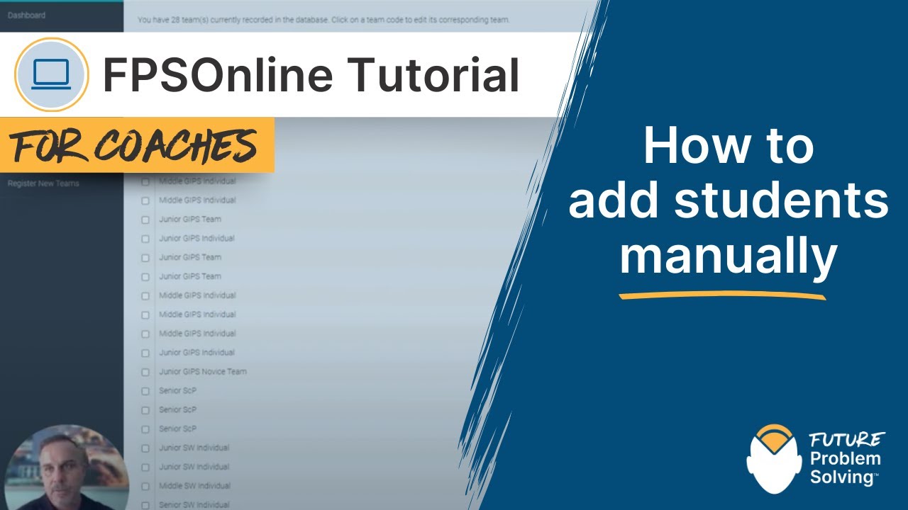 How to add students manually | FPSOnline Tutorial for Coaches - YouTube