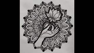 Player Profile How to draw Lord Buddha's hand holding lotus flower Mandala Step by step tutorial for beginners