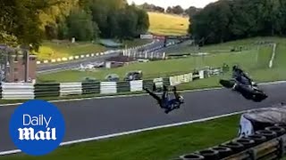 Heart-stopping moment British bike star cheats death in 110mph crash