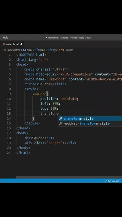 Square creation | HTML and CSS Tutorial using VSCode editor 2022 # ...