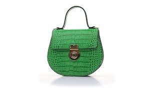 Rounded Top Handle Bag, Emerald Croc Molly Bag Sagebrown