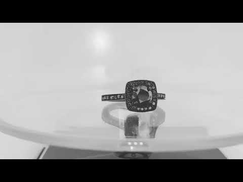Natural Fancy Black Diamond Engagement Ring 1.28 Carat 14K Black Gold Vintage Style Halo Pave Certified Handmade