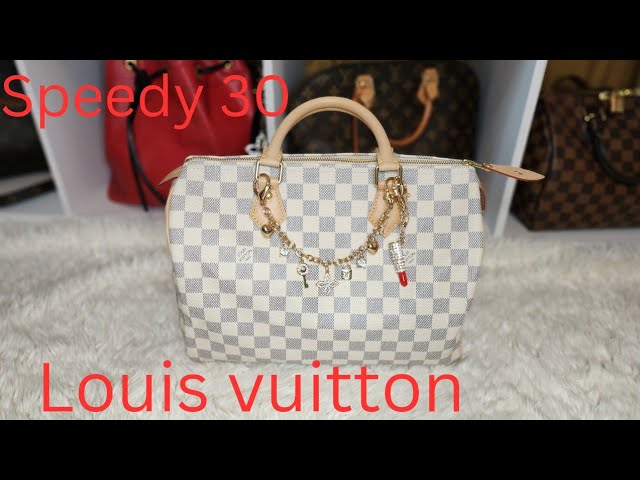 Louis Vuitton Speedy 30 Damier Azur Satchel Bag White