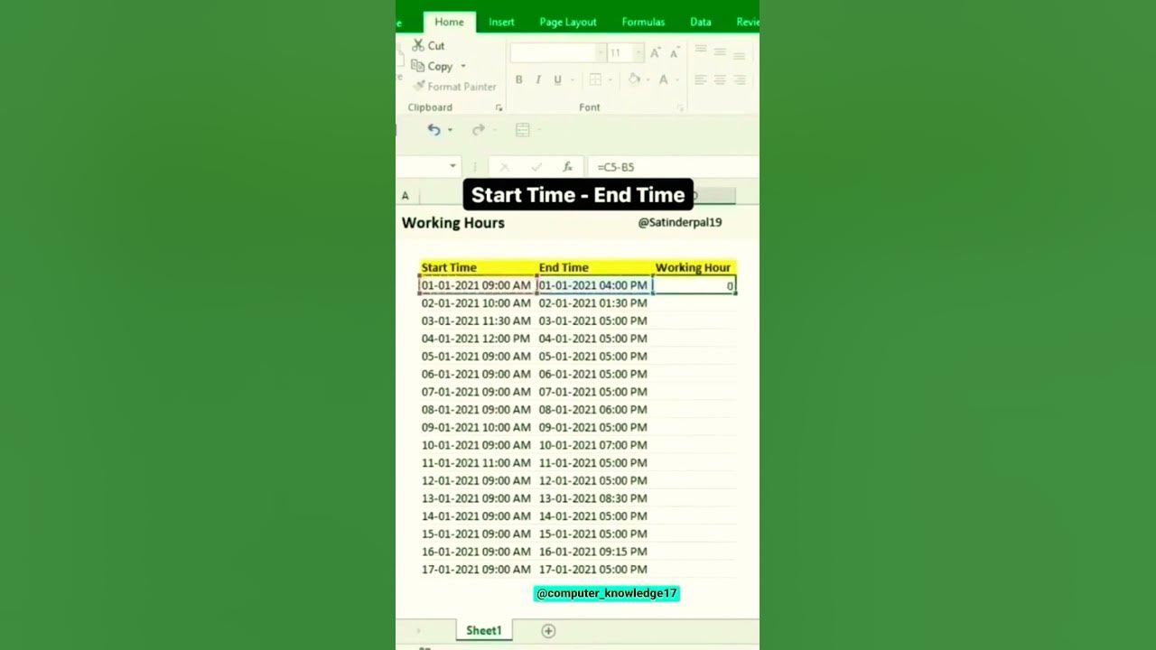 how-to-calculate-working-time-in-excel-youtube