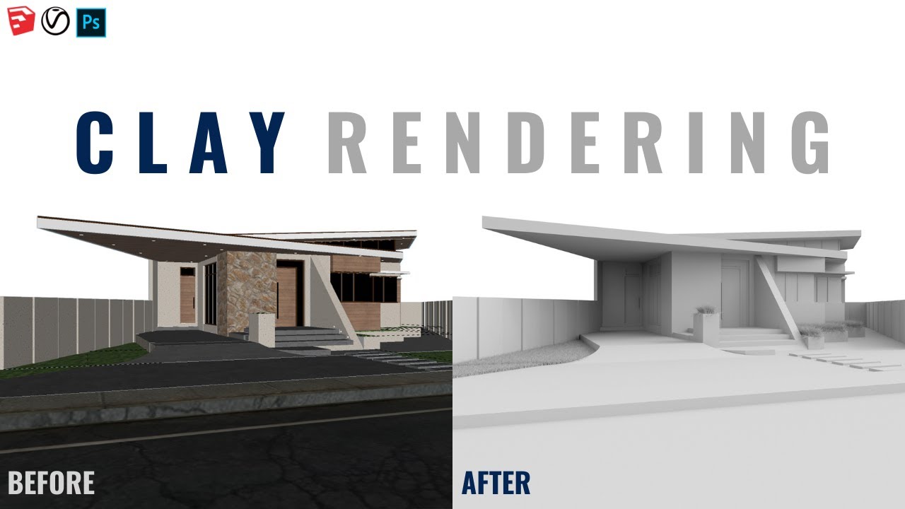 Clay Rendering using Vray for SketchUp + Photoshop - YouTube