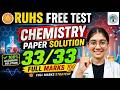 RUHS 2026 FREE TEST 🔥 Chemistry Paper Solution | 33/33 Full Marks Strategy 💯