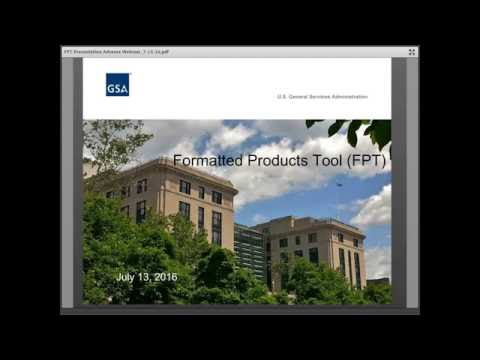 GSA's Formatted Product Tool (FPT)
