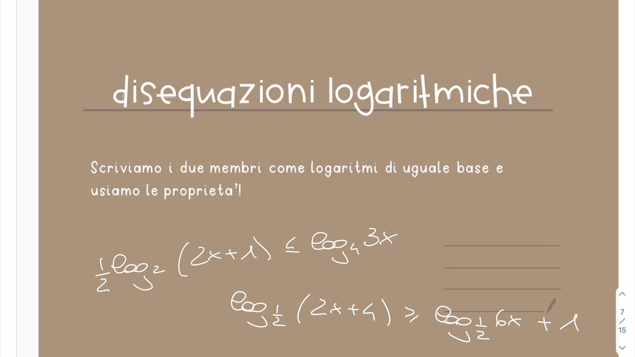 Disequazioni logaritmiche 2 (con proprietà e cambio base)