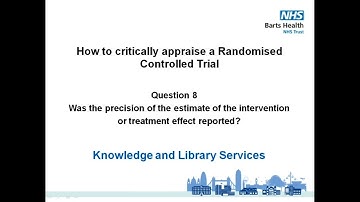 8- How to Critically Appraise a Randomised Controlled Trial following the CASP checklist: Question 8
