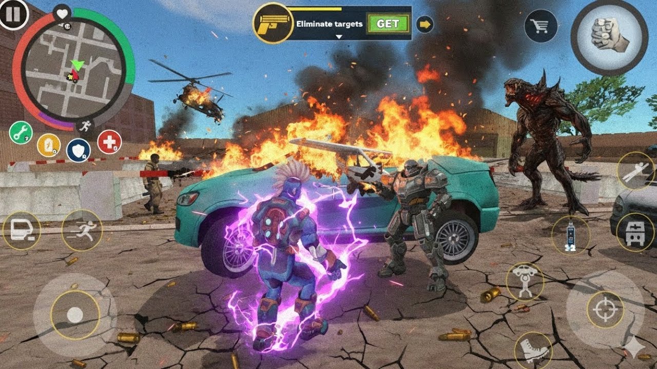 Rope Hero Vice Town Army Warehouse Mission 🔥 Fight Army & Pet Zombies Boss (Android Gameplay)