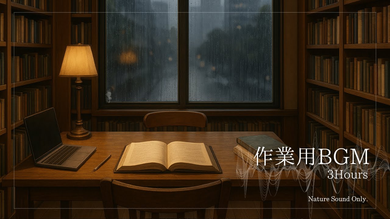 作業用BGM】3時間｜雨の日の書斎 - 図書室の静寂 / Rainy Library