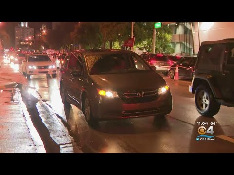 Traffic Snarls In Miami Beach With Road Closures Over Super Bowl Weekend