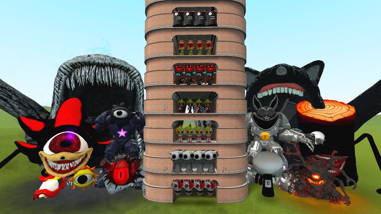 TALLGRASS LITTLE TO BIG ALL BLACK SUN SPRUNKI VS ALL BLACK TREE SPRUNKI PHASE 1 - 10 in Garry's Mod!