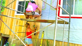 Off Grid Cabin Build, Real Wood Siding