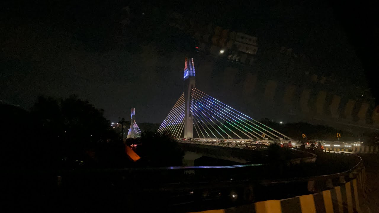 Durgam Cheruvu Cable Bridge at Night | Best Views | LED Light shows ...