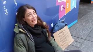 Giving a surprise to a pregnant homeless lady