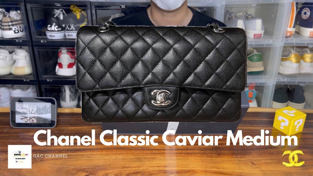 Túi Chanel Classic Medium màu đen da caviar khóa bạc best quality