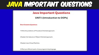 BCA Java Important Questions 2marks and 6marks questions #degreeexams