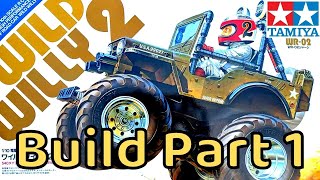 Tamiya Wild Willy 2 Kit Build Part 1/3. Tamiya WR-02 chassis kit 58242 steps 1 -10 Brushless upgrade