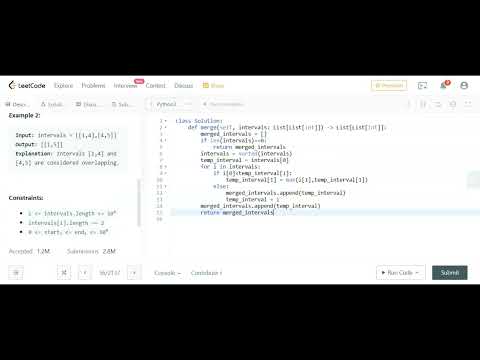 Merge Intervals | Leetcode | Python | Striver SDE sheet | Solution | Code