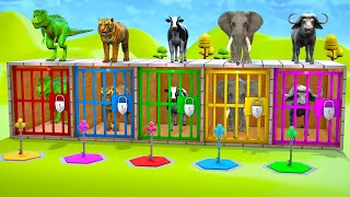 Long Slide Game With Elephant Gorilla Buffalo Hippopotamus Tiger  3d Animal Game  Funny 3d Animals