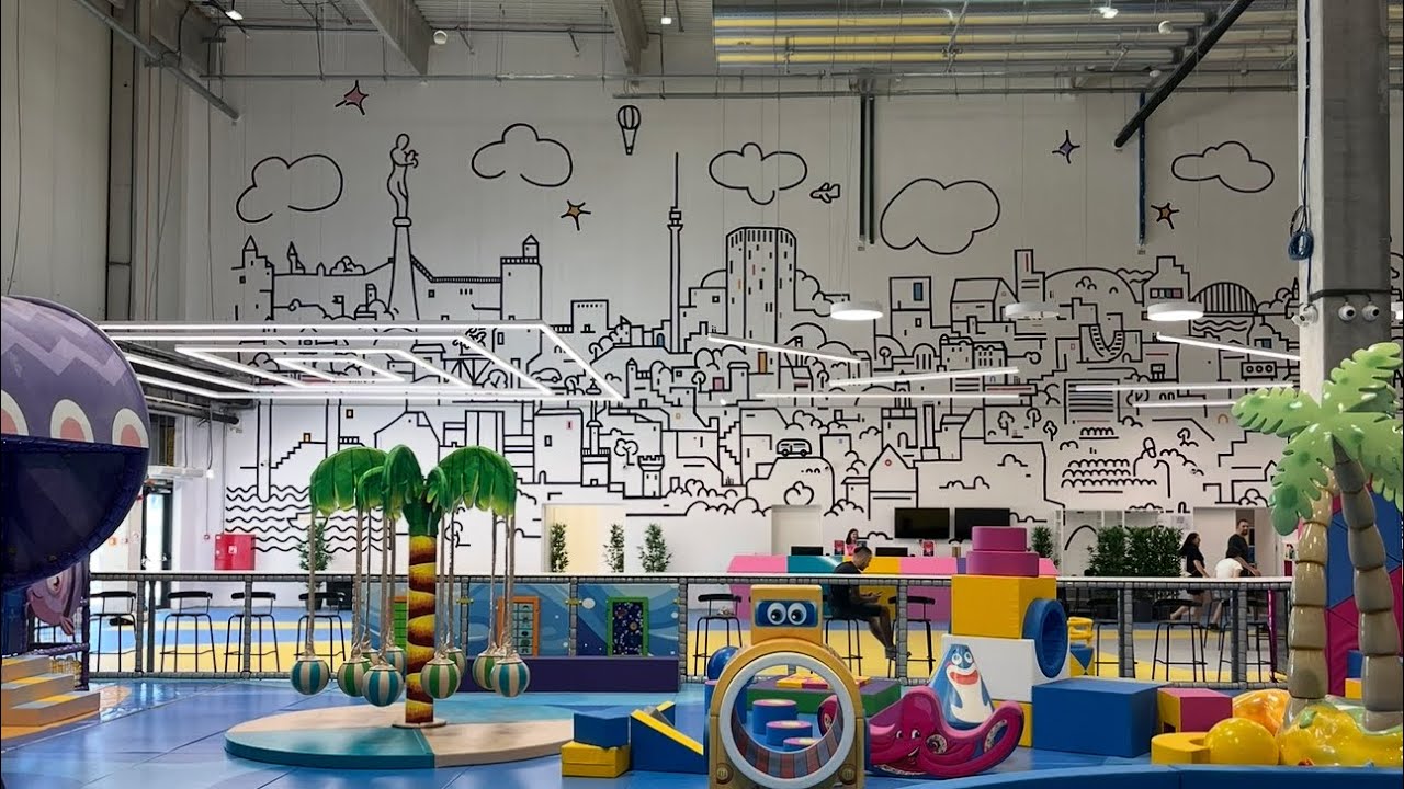Belgrade Cityline Mural | Playful Urban Illustration for Kids Space