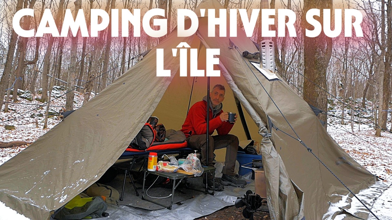 Tente chaude (Hot Tent Camping) à l'Ile d'Orléans (Québec) et rôties brûlées sur poêle à bois.