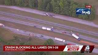 Crash blocks lanes on I-26