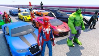 SpiderMan and fire truck Cars Сhallenge Superheroes GTAV !Человек-паук и Пожарный автомобиль