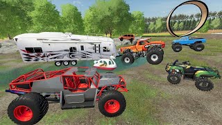 Camping in dangerous swamp with Monster Truck and ATVs | Farming Simulator 22