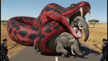 US police rescue elephant from giant python attack