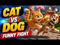 Cat Vs Dog Funny Fight 😂 | Funny 3D Cartoon Animation | Cute Animals Comedy