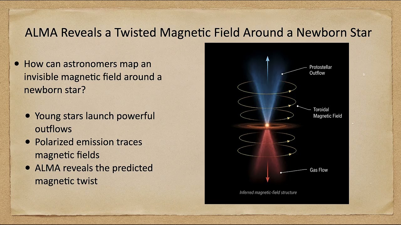 Thumbnail for New Discoveries - Lecture 21 - ALMA Reveals a Twisted Magnetic Field Around A Newborn Star