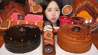 ของหวานสุดฟิน🍫 เค้กช็อกโกแลตโกไดวา & มาการอง ASMR มุกบังㅣDessert Chocolate Cake Mukbang