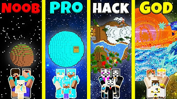 Minecraft Battle: NOOB vs PRO vs HACKER vs GOD: INSIDE PLANET BASE HOUSE BUILD CHALLENGE / Animation