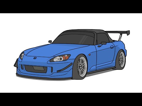 How to draw a HONDA S2000 1999 / drawing honda s2k 2009 stance car