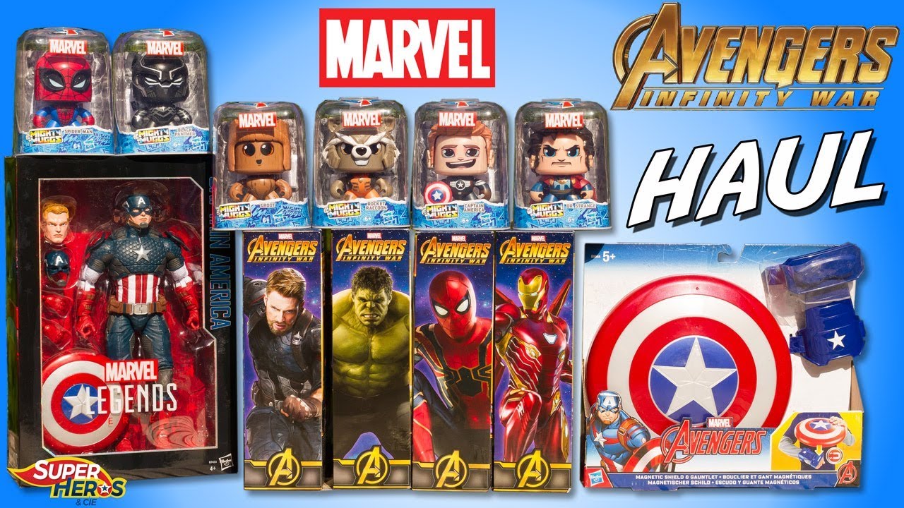 Marvel Avengers Infinity War Toy Haul Captain America Hulk Iron Spider Iron  Man Hasbro Nerf 