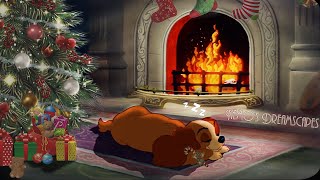 A Vintage Christmas by a cozy fireplace 🎅 Oldies playing in another room 🎄 w/ crackling fire ASMR v2