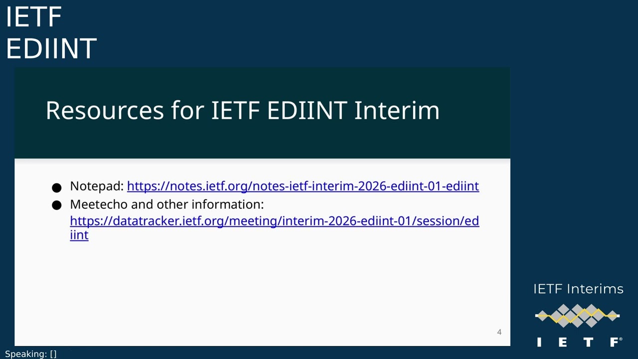IETF interim: Electronic Data Interchange-Internet Integration (EDIINT) 2026-03-05 14:00
