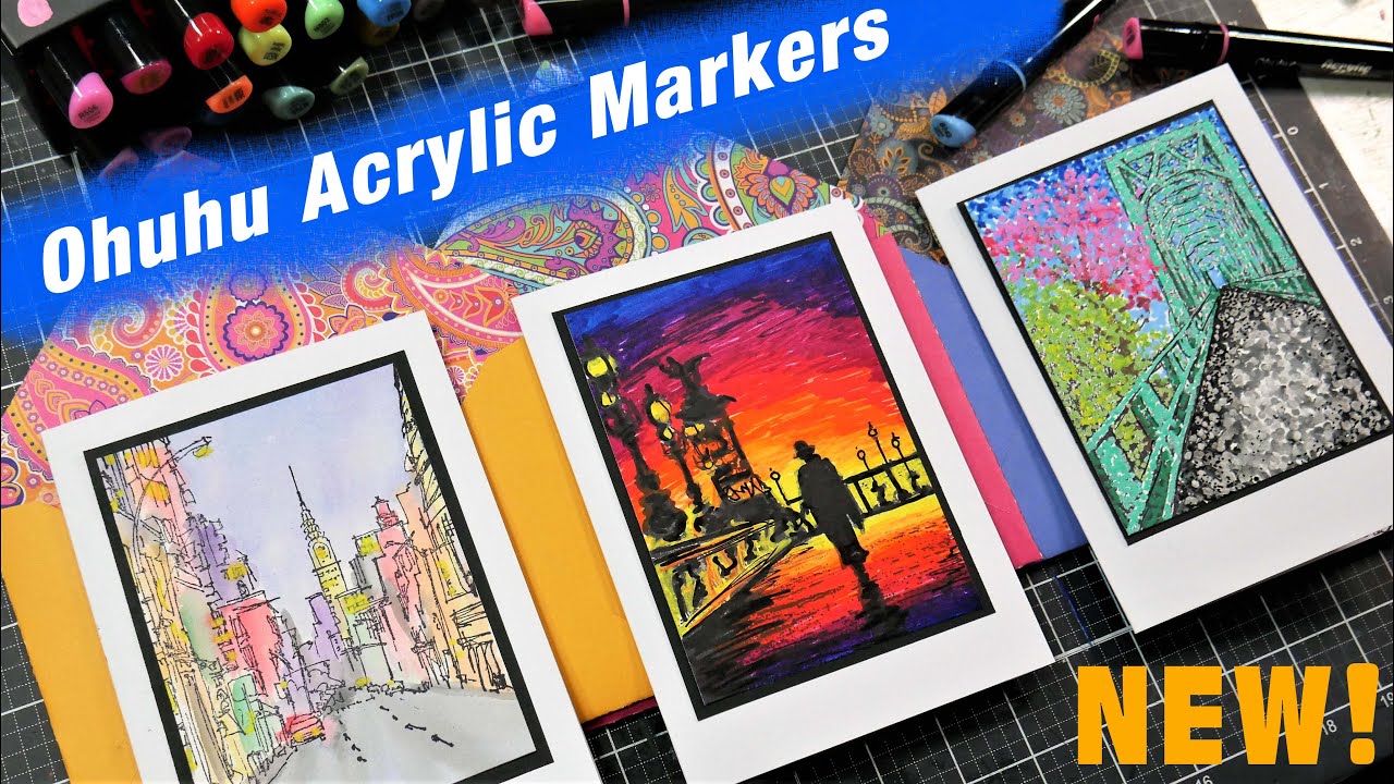 3 Techniques for Ohuhu Acrylic Paint Pens - Impressionistic Greeting Cards  