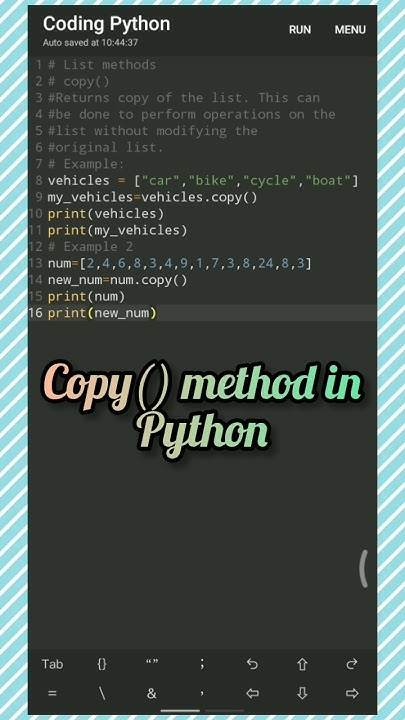Copy() method /Learn Python🐍 easly by shorts #part45 #day45 #coding # ...