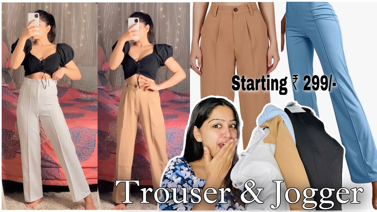 High Waisted Trousers & joggers haul Starting ₹299/- || Bottom Wear haul || Riturvanjali